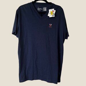 Nwt Psycho Bunny Mens Classic V-Neck Tee Navy Size L